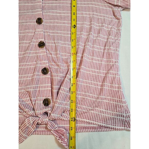 Notations Woman Pink Stripe Button-Front Tie-Hem Knit Top Size 2X - Picture 11 of 11